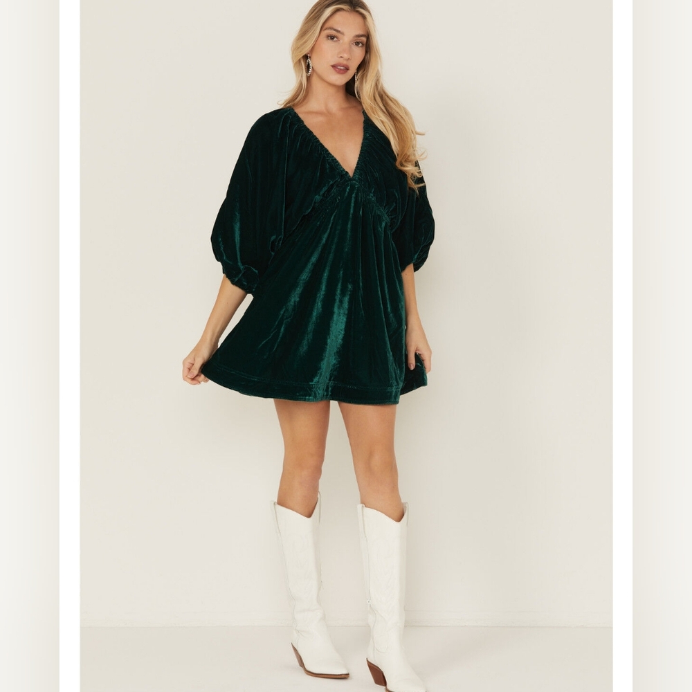 Free People Portia Velvet Babydoll Minidress